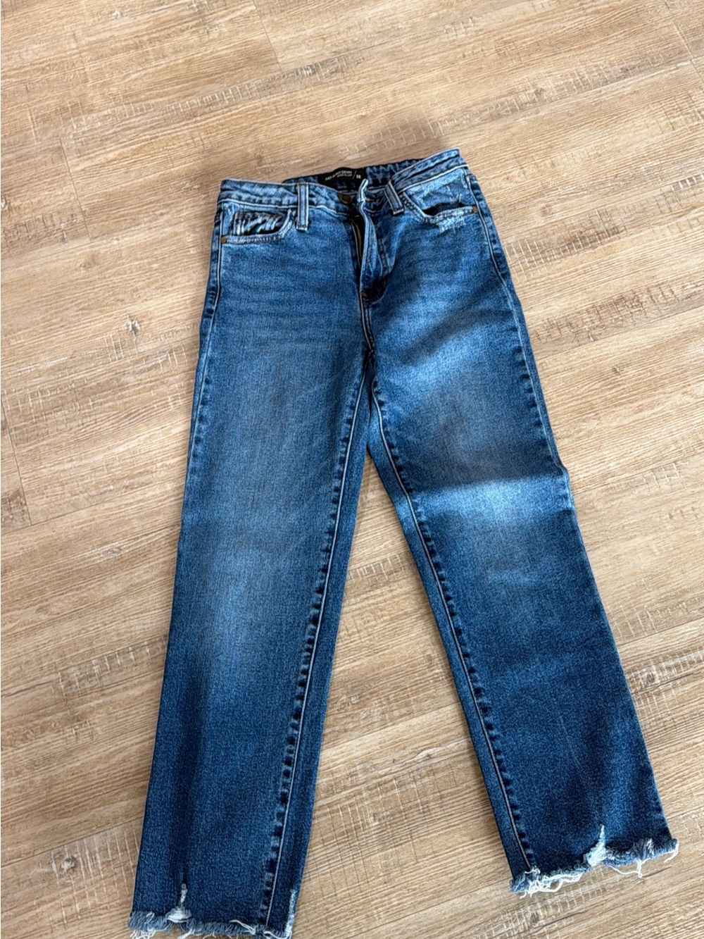 Just Black Dark Blue Cropped Raw-Hem Jeans